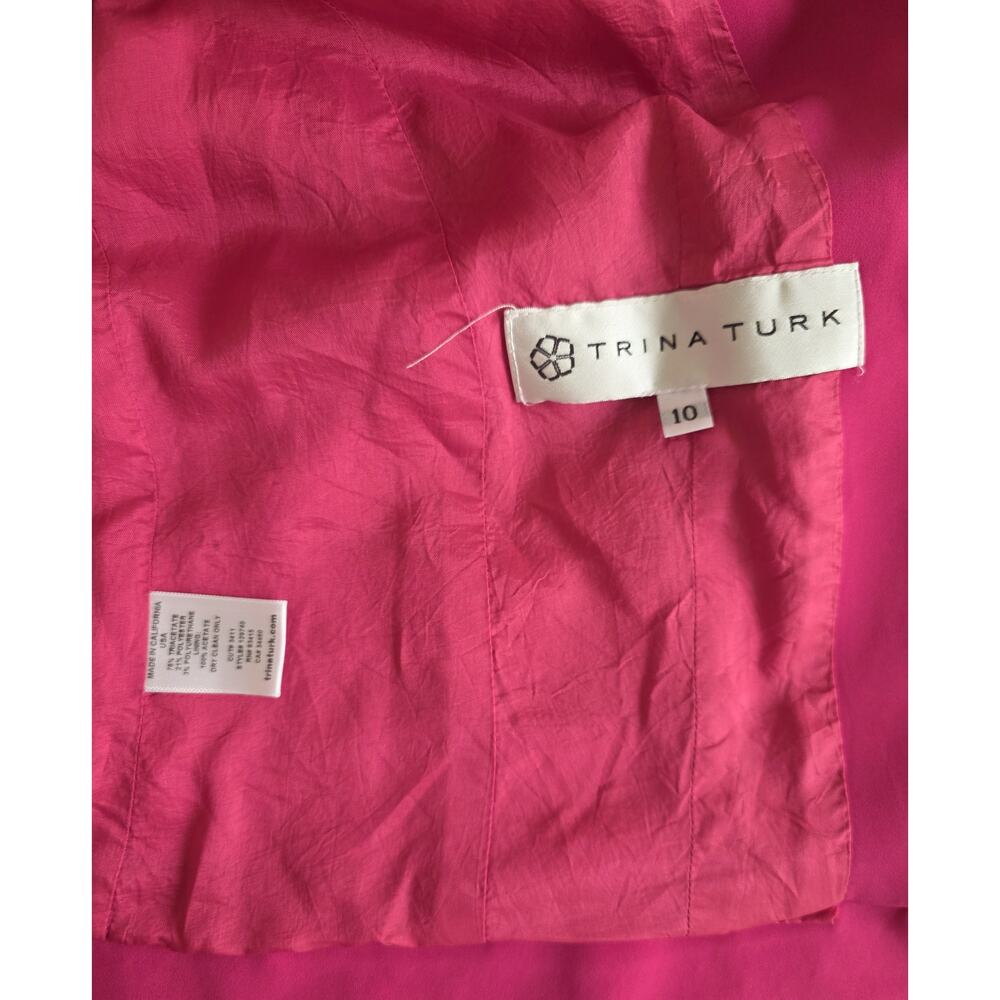 Trina Turk Women's Snowonder Open-front Crepe Tuxedo Blazer Hot Pink Size 10 - Picture 9 of 9